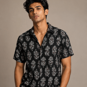 Home midnight ajrakh shirt